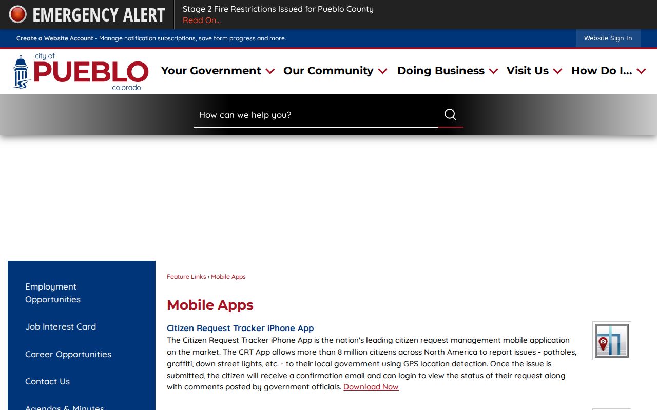 Pueblo County Clerk of Court records are separate from city mobile apps