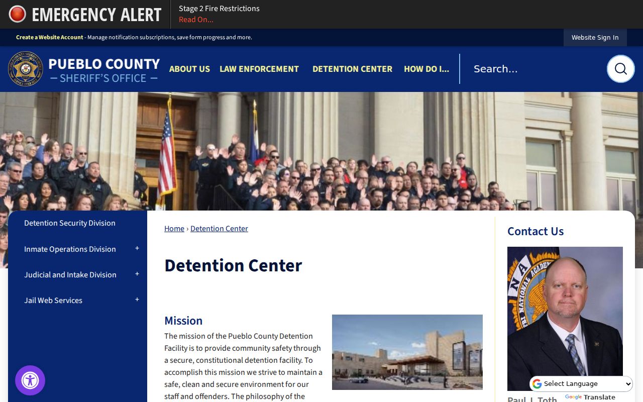 Pueblo County Detention Center source for custody and booking records