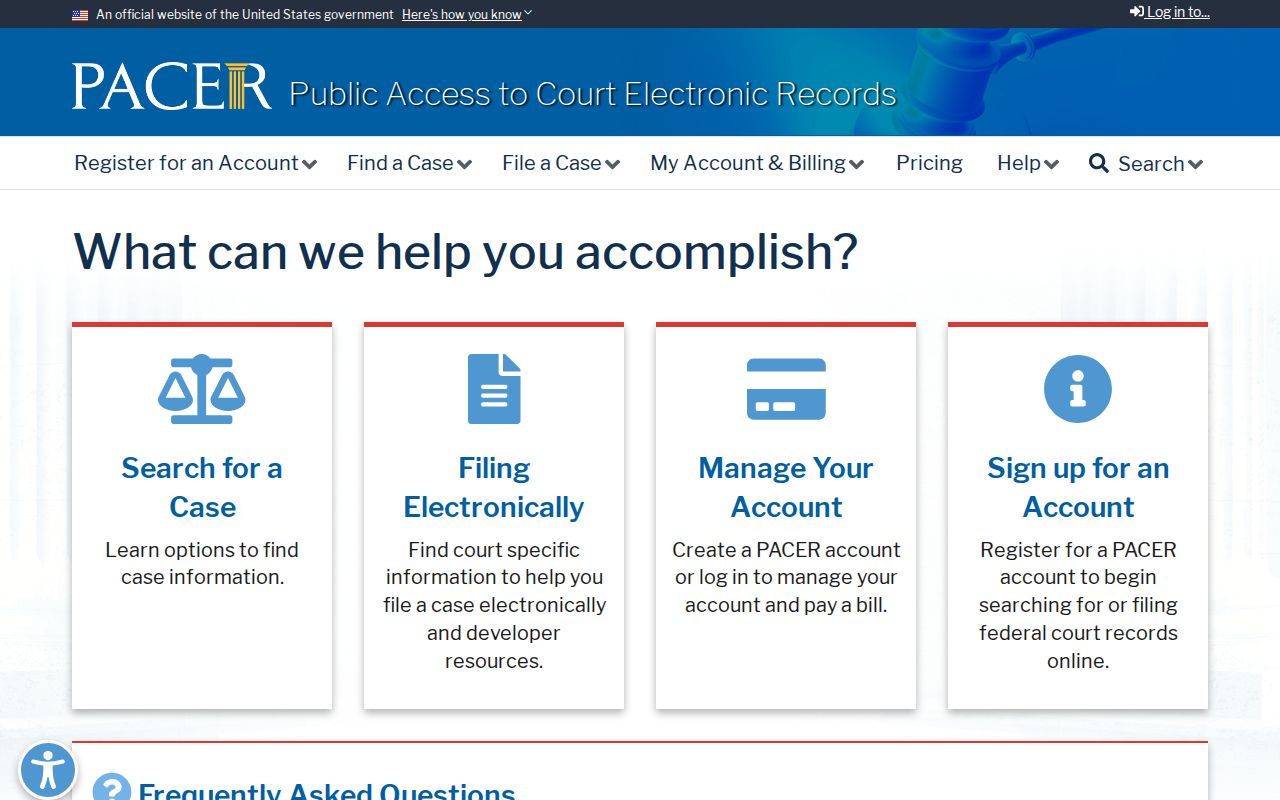 PACER public access portal for federal dockets outside Pueblo County state court