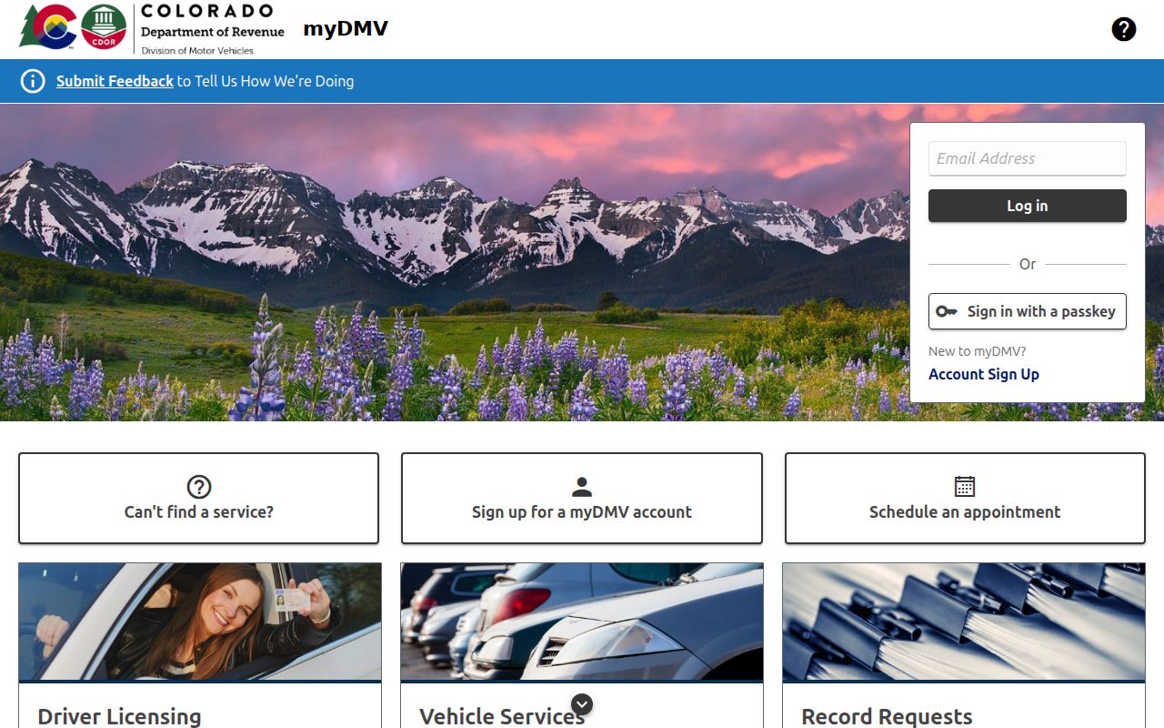 Colorado myDMV portal for driver record transactions outside the court file