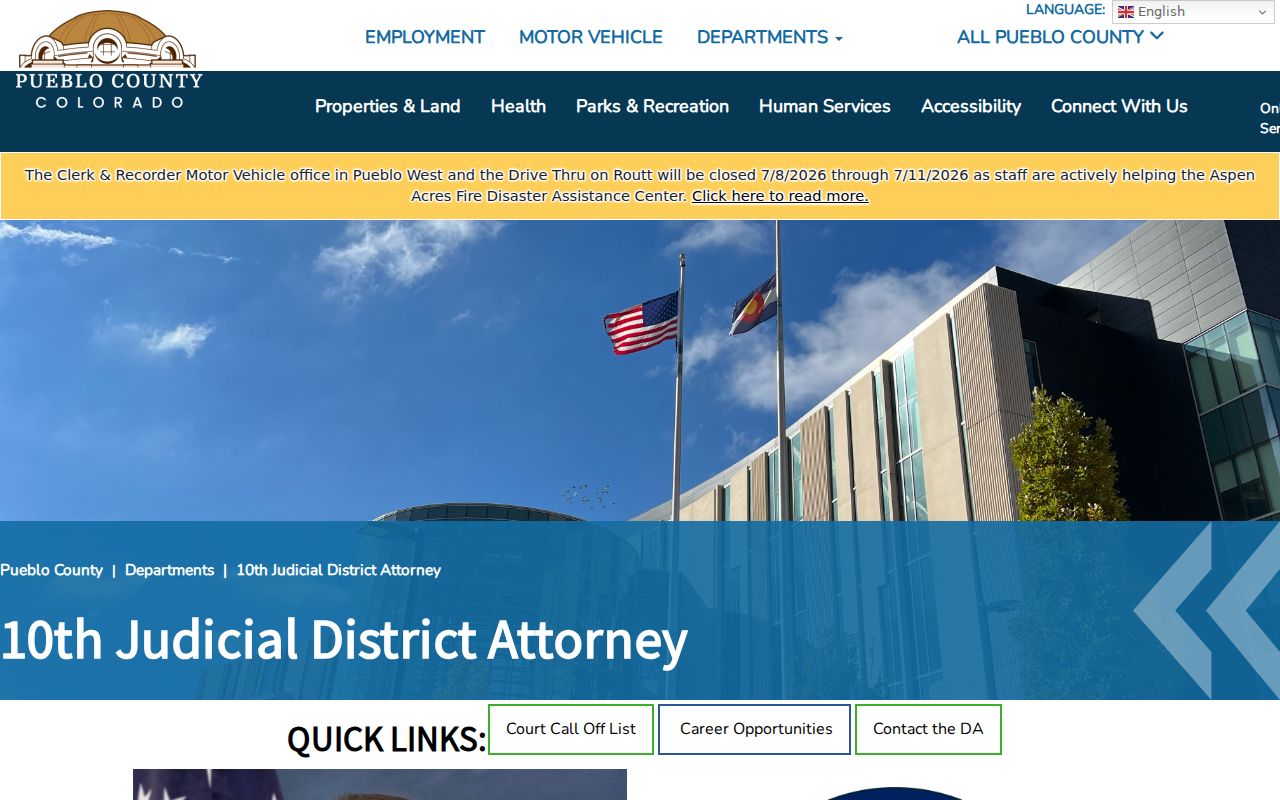 10th Judicial District Attorney Pueblo County criminal case office source