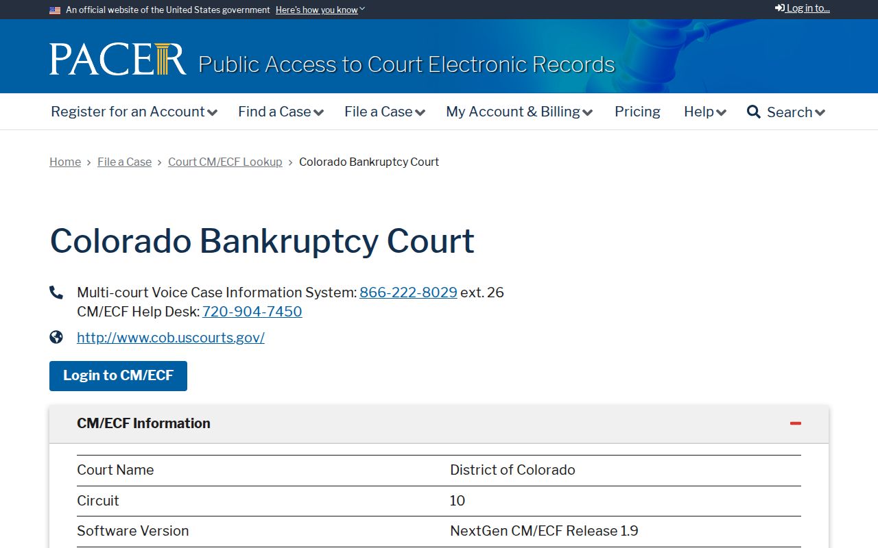 Pueblo County District Court records compared with PACER bankruptcy lookup