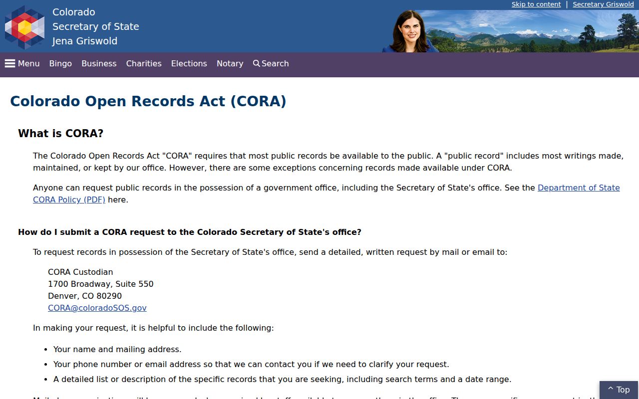 Pueblo County court records Colorado CORA access reference