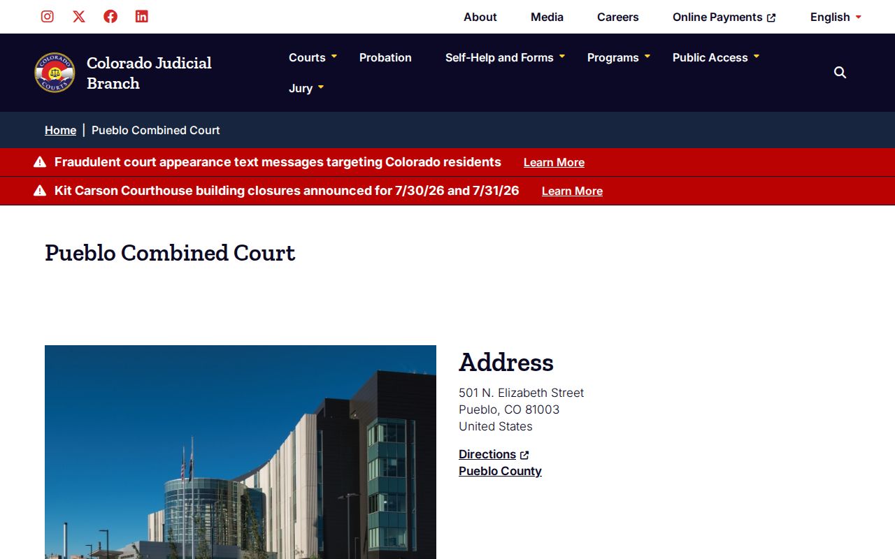 Pueblo County court records at Pueblo Combined Court
