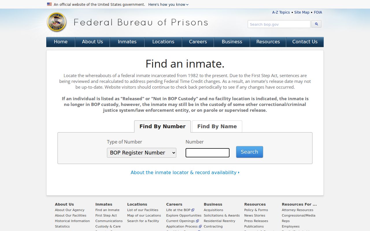 Pueblo County inmate records federal Bureau of Prisons inmate locator