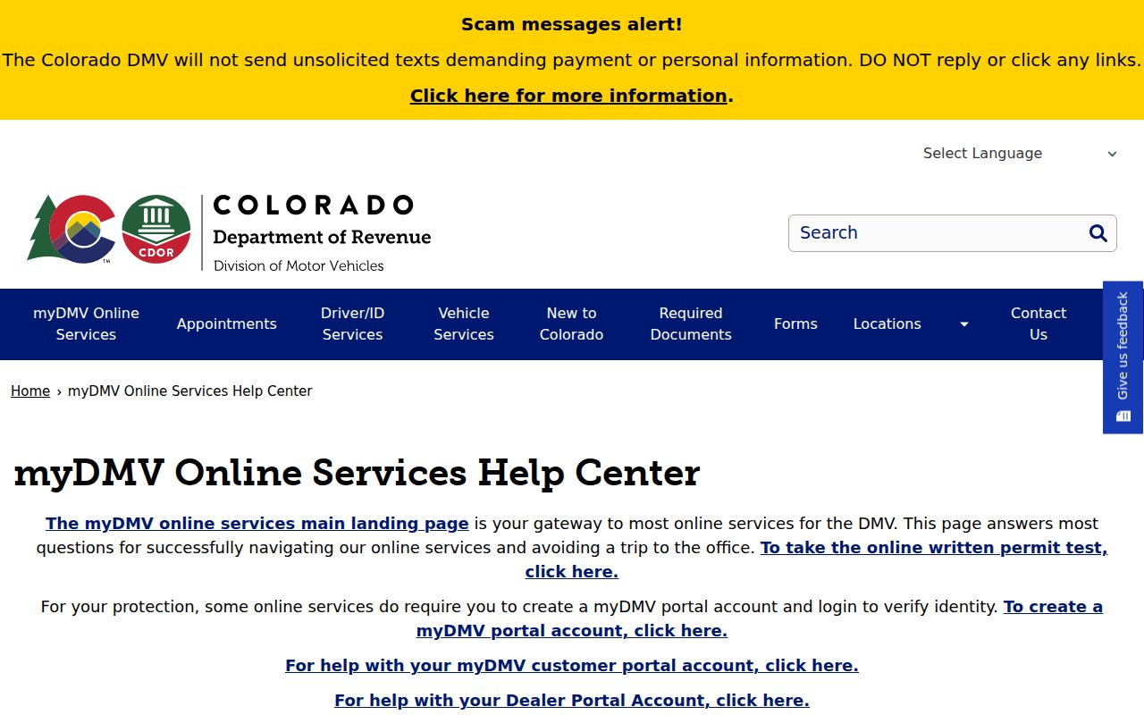Pueblo County traffic court records Colorado myDMV online services help center