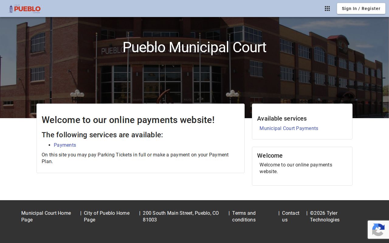 Pueblo County traffic court records official municipal online payment vendor